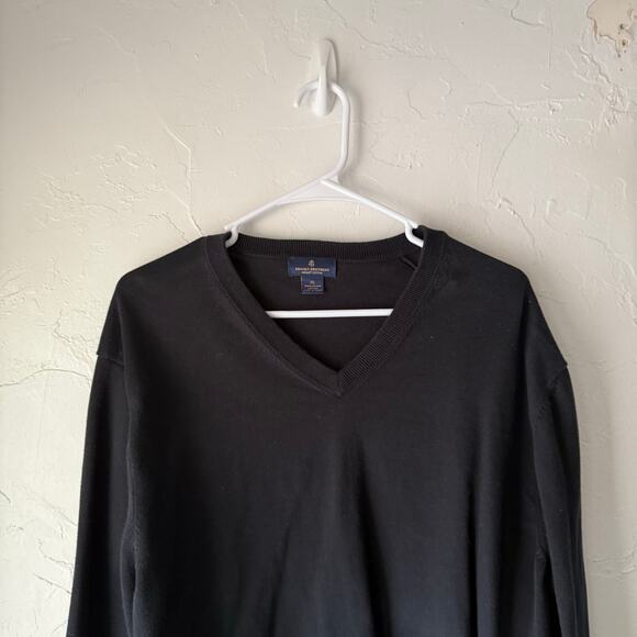 Brooks Brothers Supima Cotton V-Neck Sweater Black‎ XL Classic Pullover Knit - Picture 2 of 7